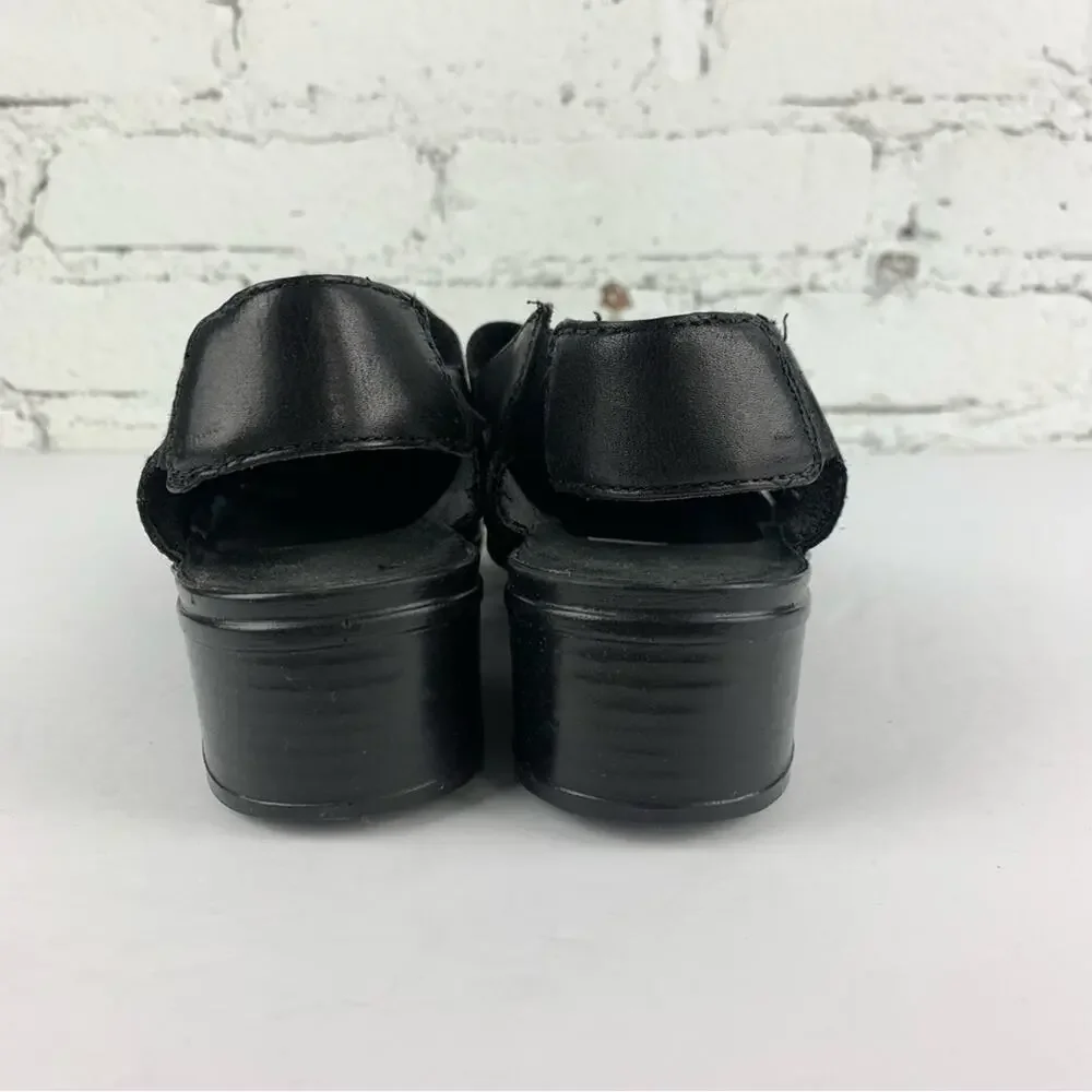 Rieker Black Leather Slingback Elastic Fisherman Sandals 39